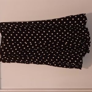 Women's black abd white polka dot skirt 100% rayon dry clean only free shipping